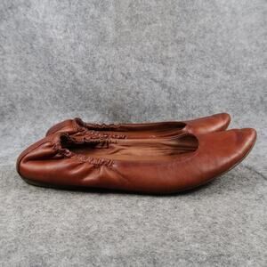 Korks Shoes Womens 8.5 Ballet Flats Scrunch Back Leather Slip On Brown Loafer